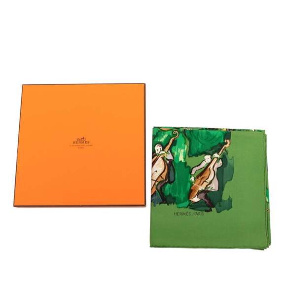 HERMES Green Silk Scarf - Picture 9 of 9
